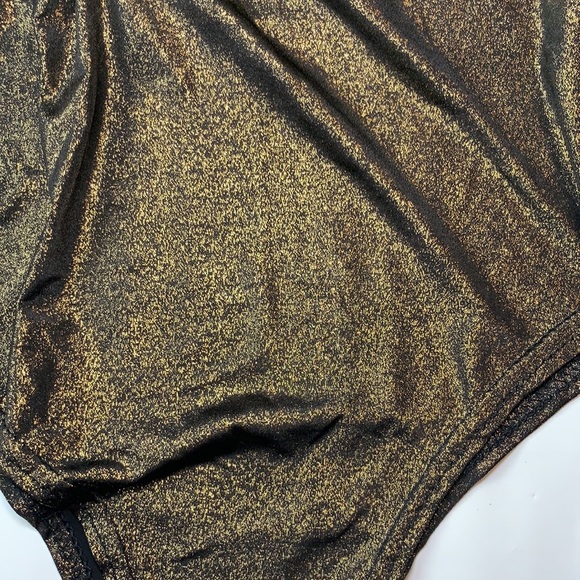 AMIE Strappy Metallic Shimmer Wrap Front Bodysuit NWT - Picture 7 of 14